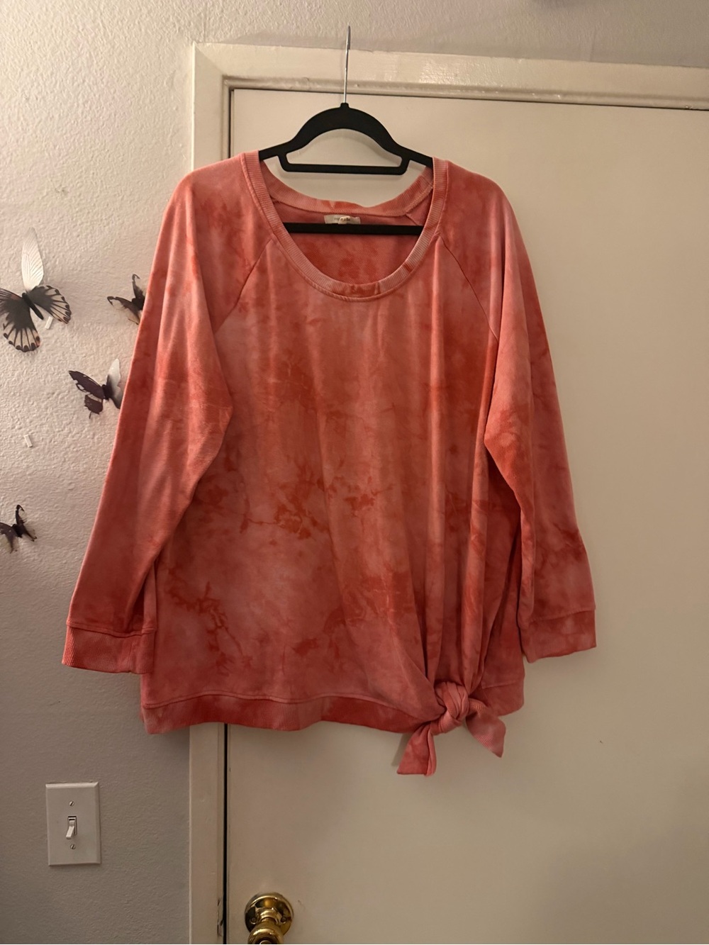 Women's Coral Tie dye Pullover Top